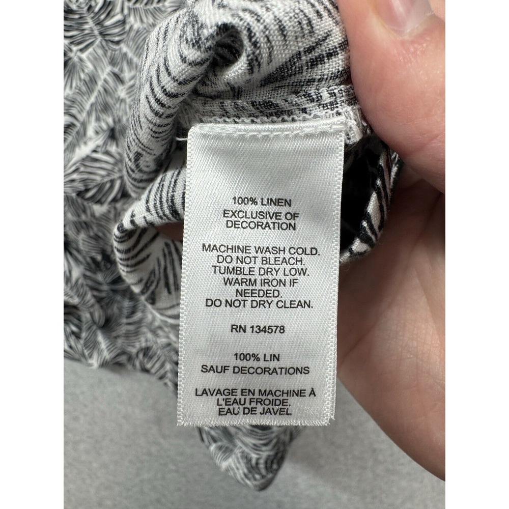 Vineyard Vines Dress Womens Large Gray Palm Leaves Linen Coastal Beach Boho - Picture 7 of 8